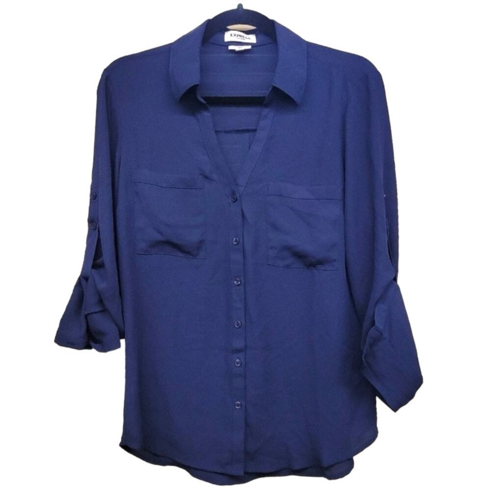 Blue Express Button Up Top - Size Medium
